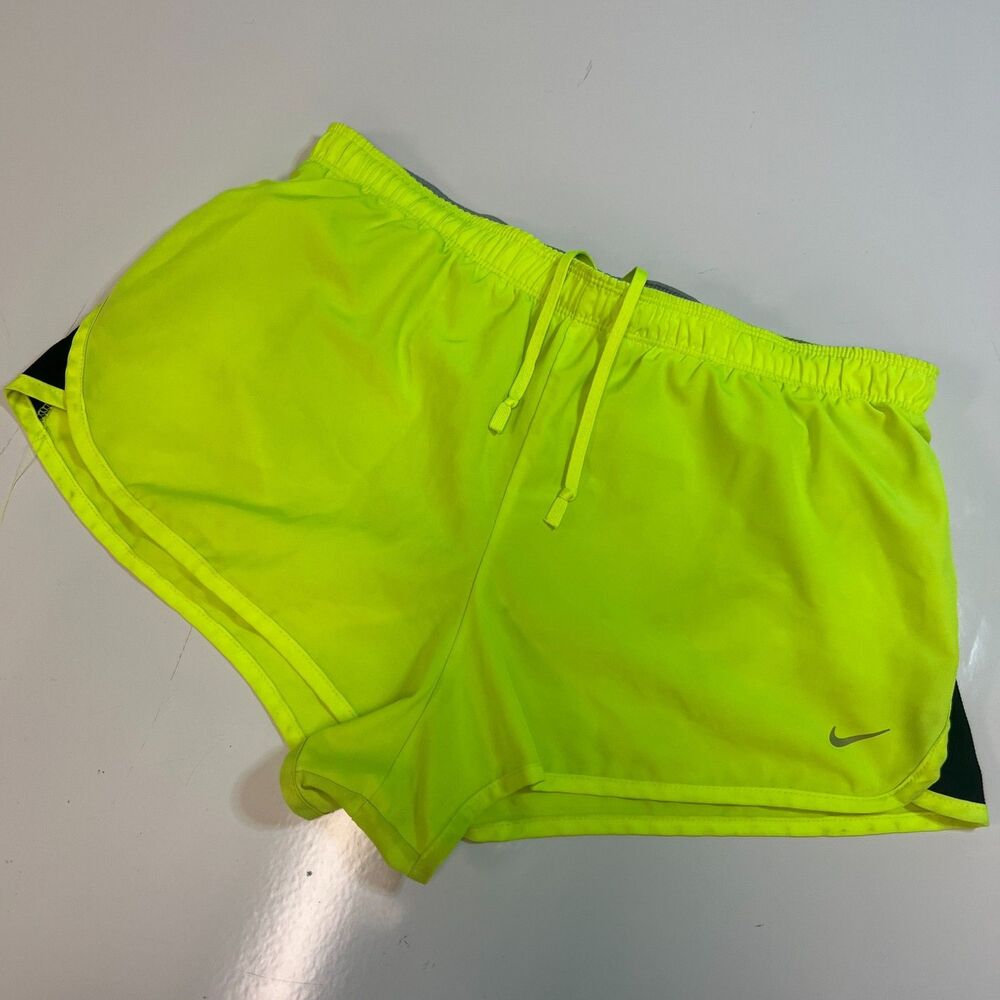 Nike Tempo Running Shorts Womens M Volt Neon Yellow Dri-FIT Lined Athletic gym